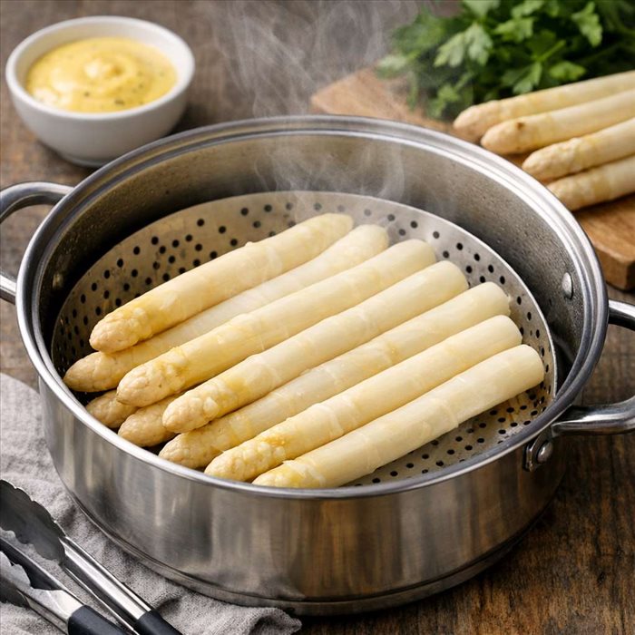 Combien de temps cuire des asperges blanches à la vapeur ?