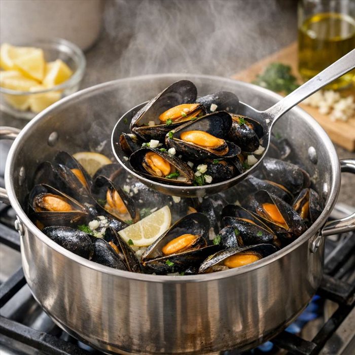 Cuisson des moules fraîches à la casserole : le temps idéal