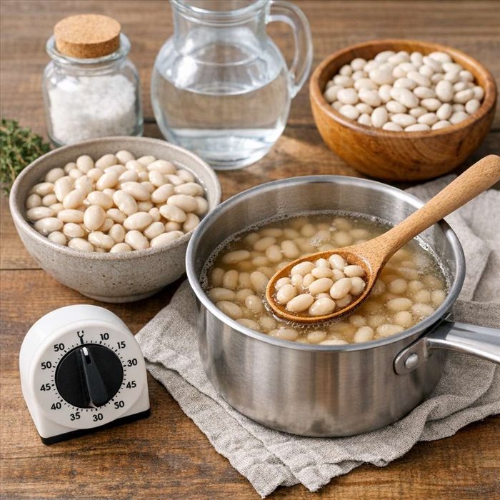 Quel temps de cuisson pour des haricots blancs secs trempés ?